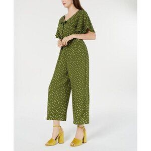 Xtraordinary Women's Olive Ivory Juniors' Printed Tie Front Jumpsuit - M